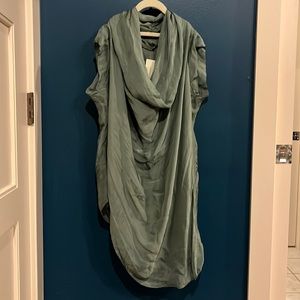 Meo Meli Olive Asymmetrical Silk Top, New with tags,  O/S One Size